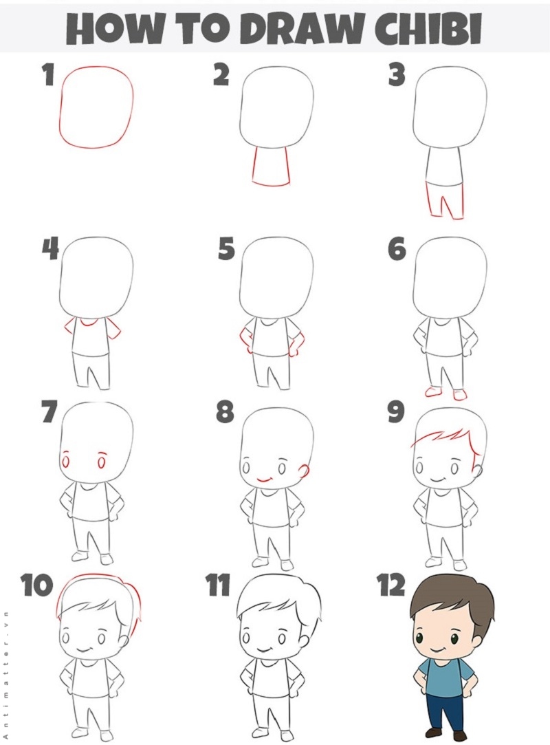 Hướng dẫn vẽ anime chibi cute đơn giản, hướng dẫn vẽ anime chibi đơn giản  từng bước