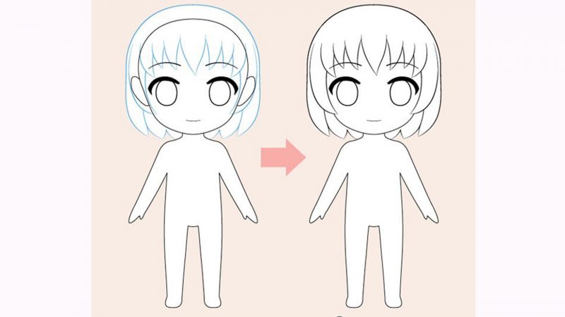 cách vẽ chibi phần tóc