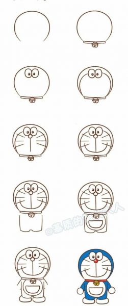 cách vẽ doraemon qua 10 bước