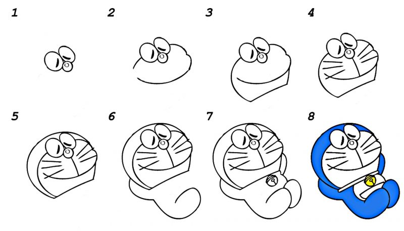 cách vẽ doremon đang nằm ngủ