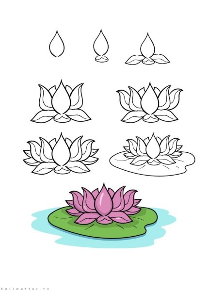 cách vẽ hoa sen đơn giản, cực đẹp nhất