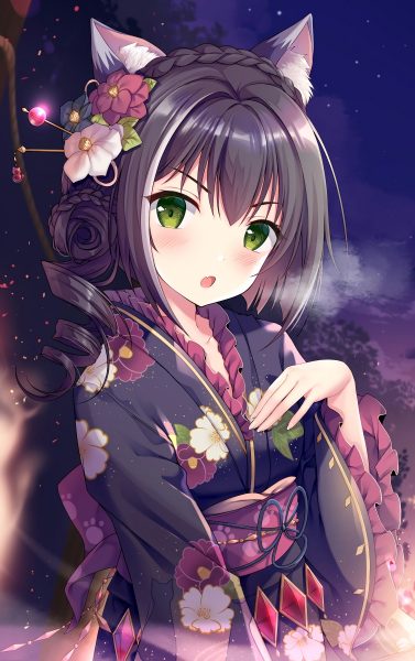 hình ảnh anime mèo mặc kimono