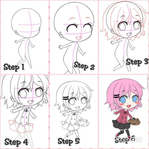 hình vẽ chibi qua 6 bước