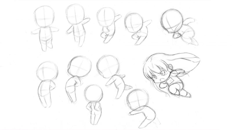 hình vẽ chibi theo hành động