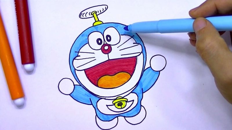Hình vẽ doraemon bằng màu dạ