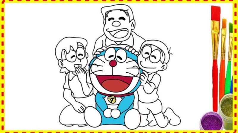 Hình vẽ doraemon bên gia đình