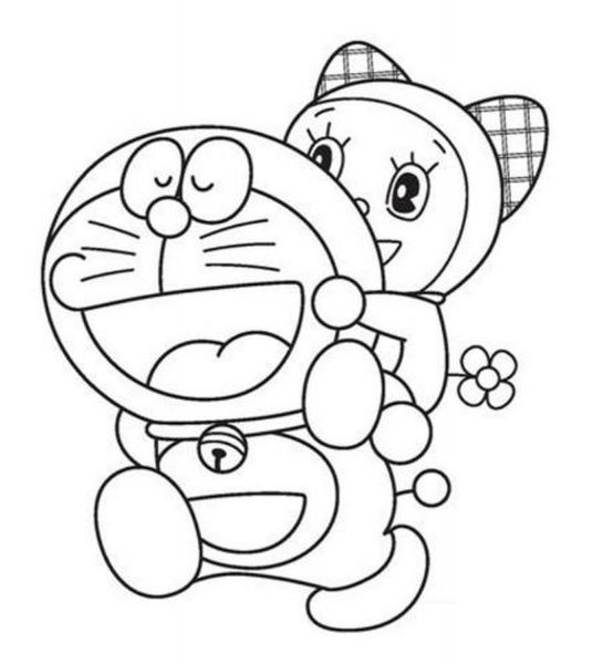 Hình vẽ doraemon cõng doraemi