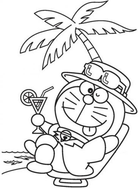 Hình vẽ doraemon đi nghỉ mát