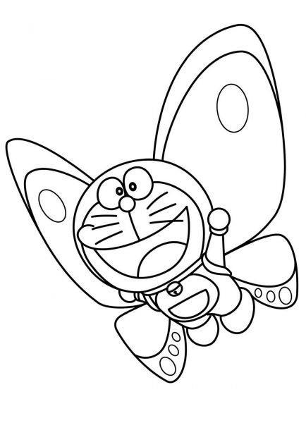 Hình vẽ doraemon hóa bướm