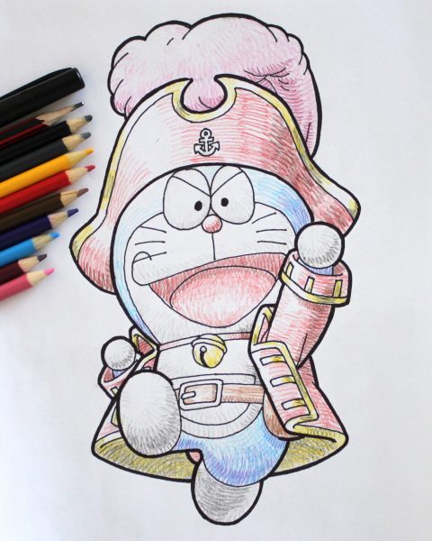 Hình vẽ doraemon hóa thủy thủ