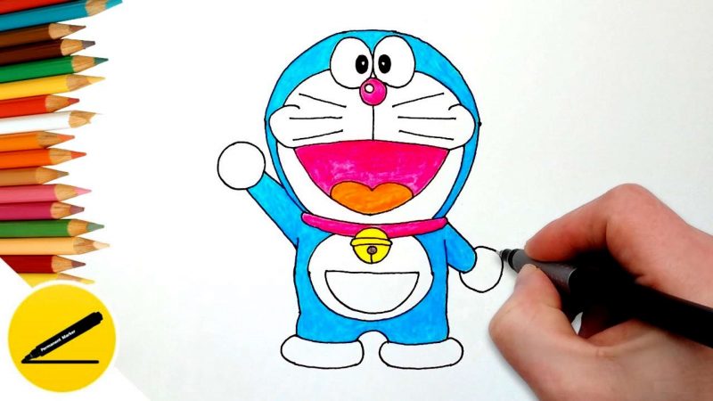 Hình vẽ Doraemon màu sáp