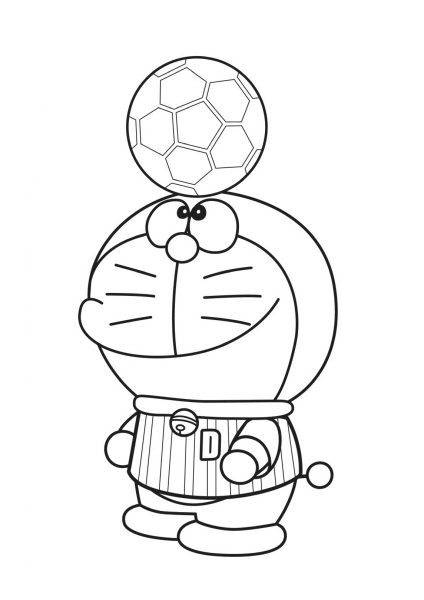 Hình vẽ doraemon tâng bóng bằng đầu