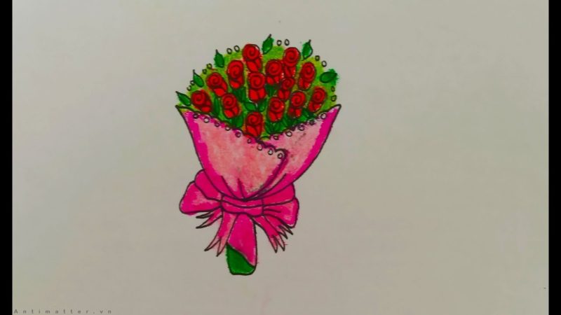Hình vẽ hoa hồng bó