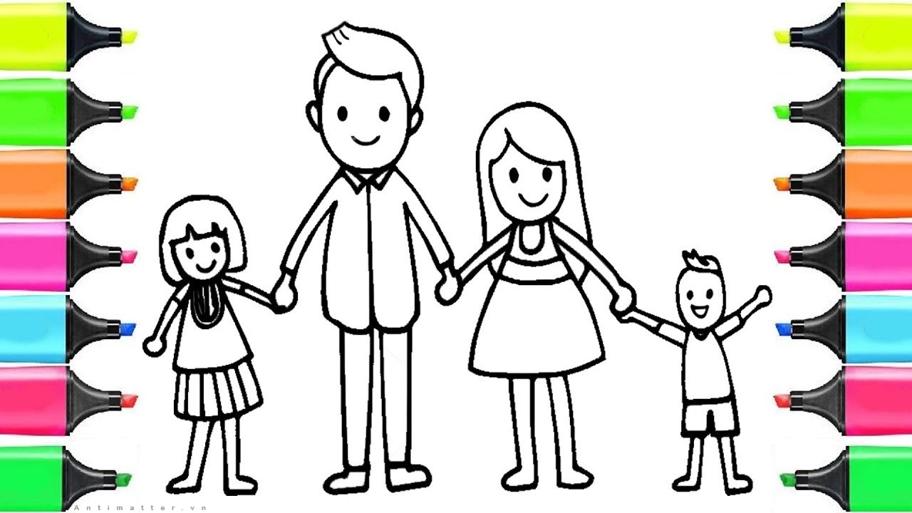 Hướng dẫn vẽ tranh đề tài gia đình đơn giản dễ vẽ cho bé