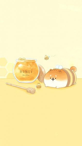 Hình ảnh cute chibi gấu và mật ong
