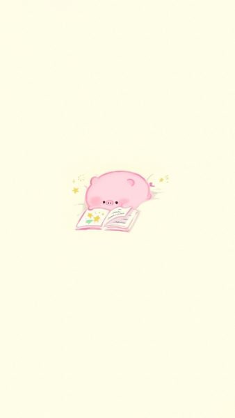 Hình nền cute dễ thương Heo đọc sách