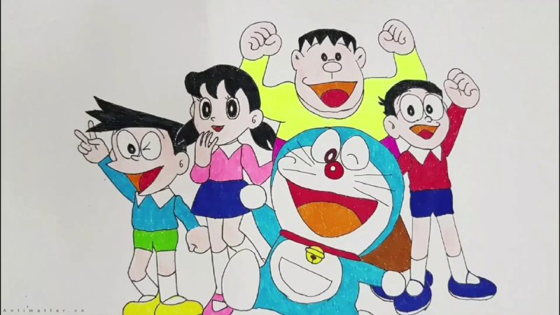 Hình vẽ doraemon, nobita, shizuka, jaian, suneo
