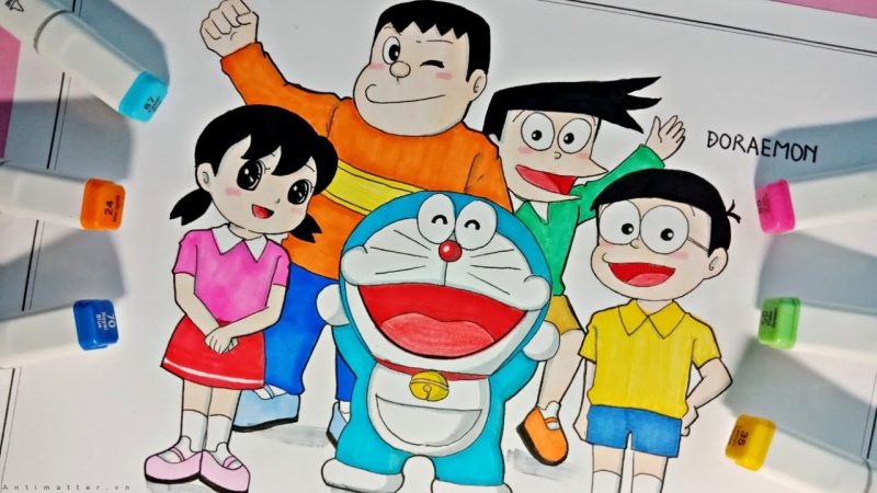 hình vẽ Doraemon và những người bạn anime cute