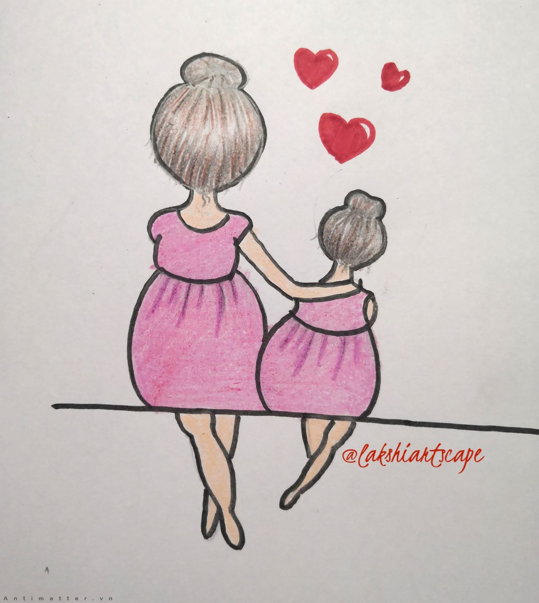 1001 Tranh vẽ mẹ và con gái đẹp nhất dễ thương và đơn giản