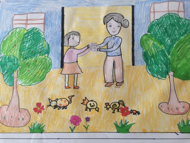 vẽ tranh chủ đề 20-10 của học sinh lớp 2 tặng mẹ