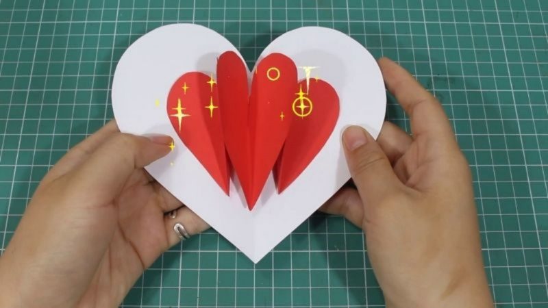 Cách làm thiệp 20-11 trái tim 3D bằng giấy a4 đơn giản