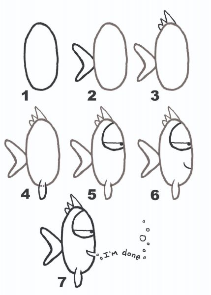cách vẽ con cá hoạt hình biểu cảm ngộ nghĩnh