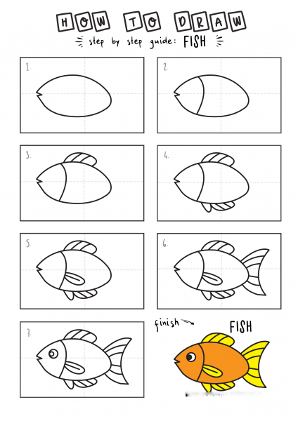 cách vẽ con cá hoạt hình đơn giản dễ nhất theo 7 bước