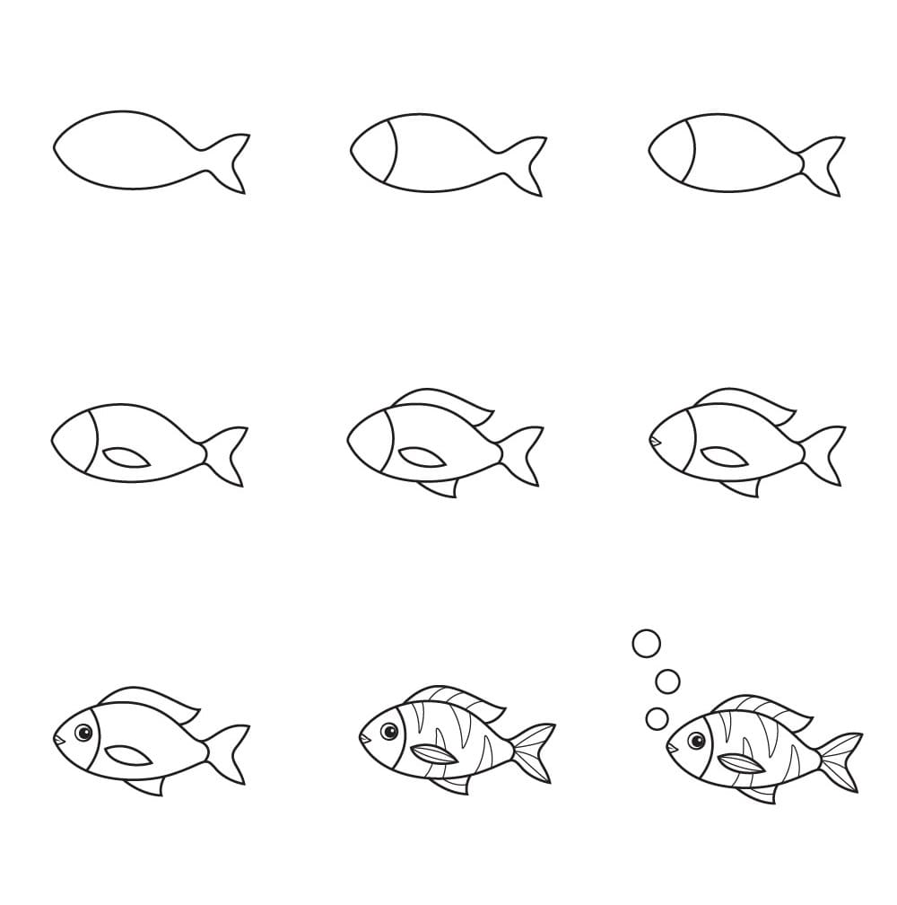 Cách vẽ con cá đơn giản cho bé học vẽ  How to draw fish easy  YouTube