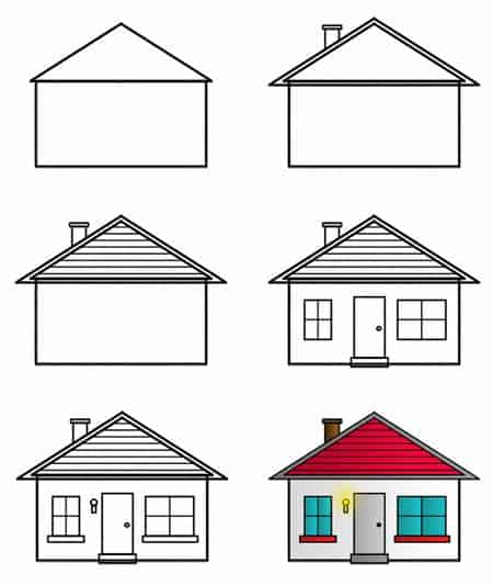 Cách vẽ ngôi nhà mái ngói đỏ đẹp lớp 6