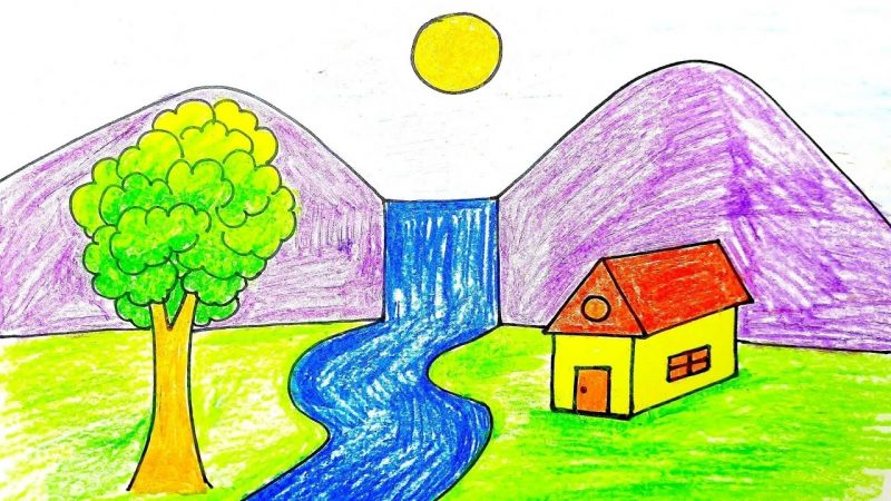Cách vẽ ngôi nhà bên hồ lớp 6