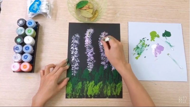 Cách Vẽ Họa Tiết Hoa Và Vẽ Hoa Oải Hương Bằng Mút Xốp