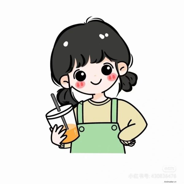 Hình ảnh avatar đôi cute tình yêu trà sữa cho nữ