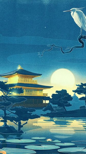 Bức tranh Nhật Bản trong đêm trăng