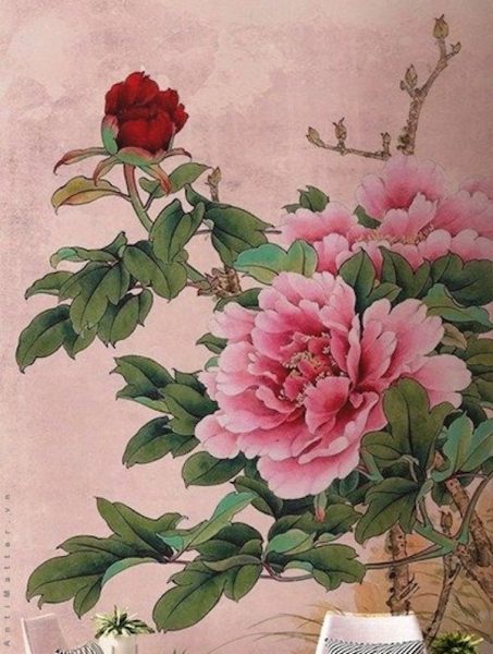 Tranh vẽ hoa hồng leo