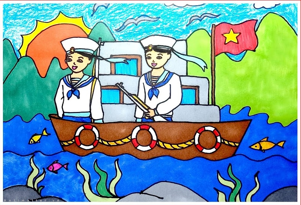 Bác Hồ với bộ đội Hải Quân tranh vẽ in dầu IN058  Siêu Thị Tranh Đẹp