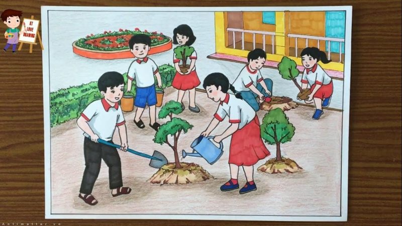 Vẽ tranh đề tài  Giữ gìn vệ sinh môi trường nơi em sống  How to Draw    Giáo dục nghệ thuật Môi trường Tranh