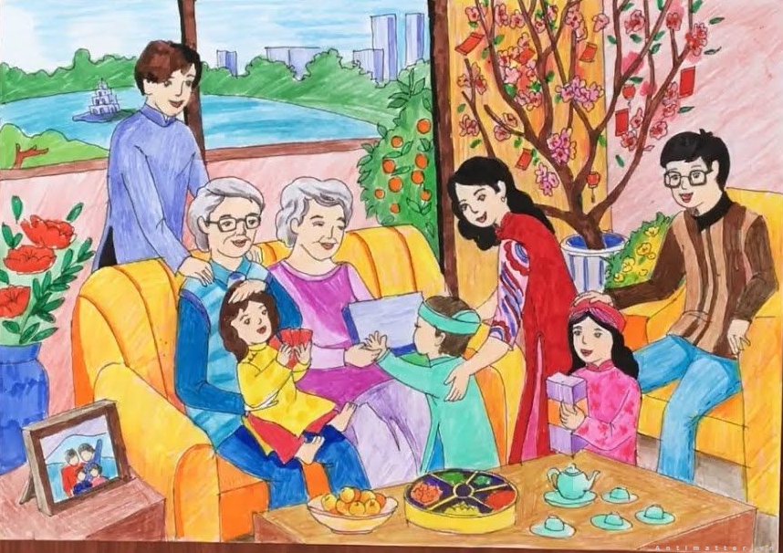 Hướng dẫn vẽ tranh gia đình 5 người đẹp và đơn giản nhất