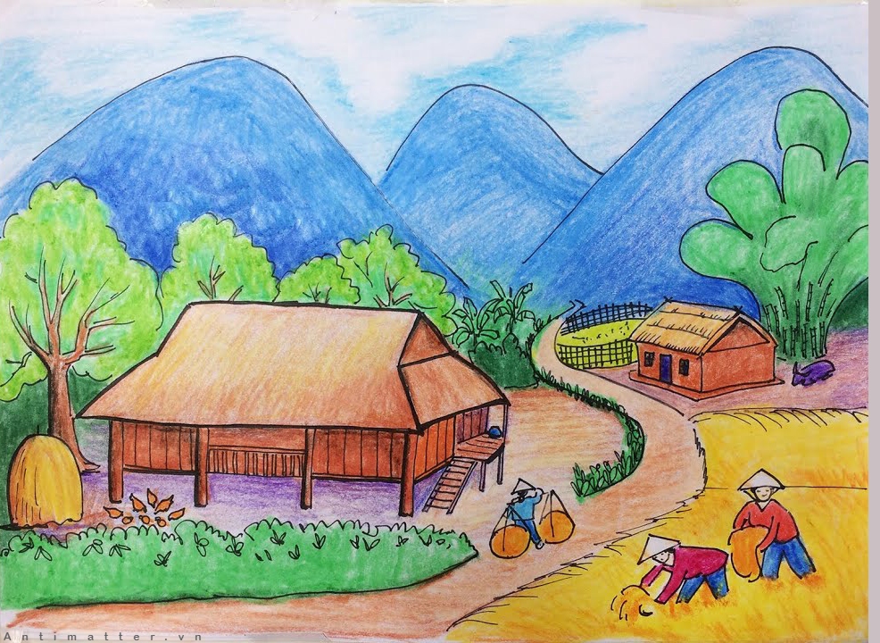 Cách vẽ tranh phong cảnh quê hương của học sinh cấp 2  Pinky Shop