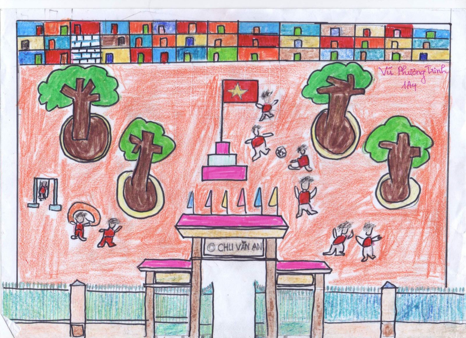 Vẽ Tranh Trường Học Hạnh Phúc Đẹp Đơn Giản Ý Nghĩa  TH Điện Biên Đông