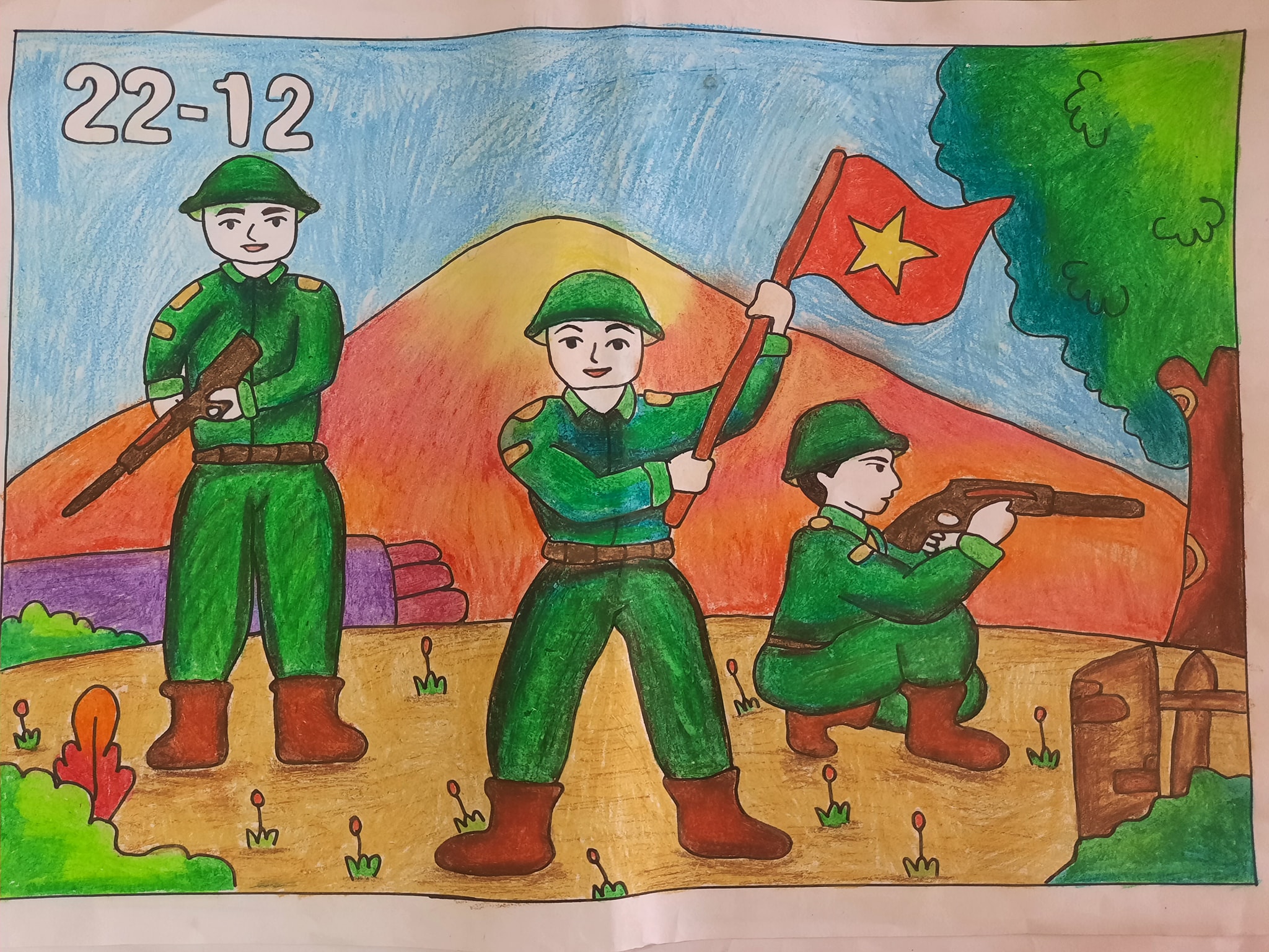 Cùng xem những bức tranh 22/12 xuất sắc, với những nét vẽ tinh tế, tuyệt vời. Mỗi bức tranh mang một ý nghĩa riêng, thể hiện tình yêu và lòng kính trọng với đất nước và con người Việt Nam.