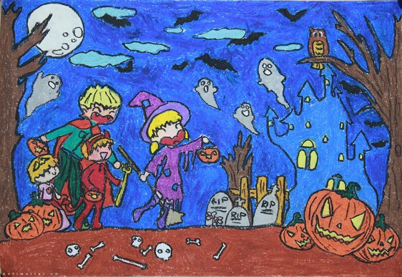tranh vẽ Halloween đề tài lễ hội lớp 9
