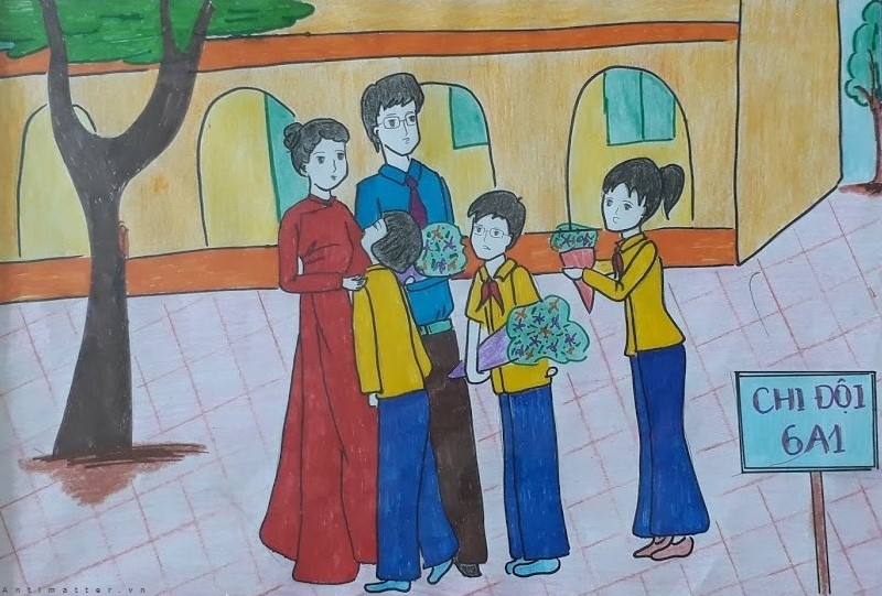 Gemälde eines vietnamesischen Lehrers in der 6. Klasse
