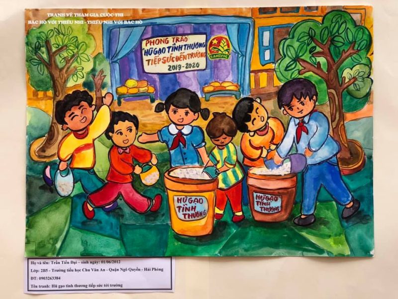 vẽ tranh thiếu nhi làm nghìn việc tốt góp gạo tình thương