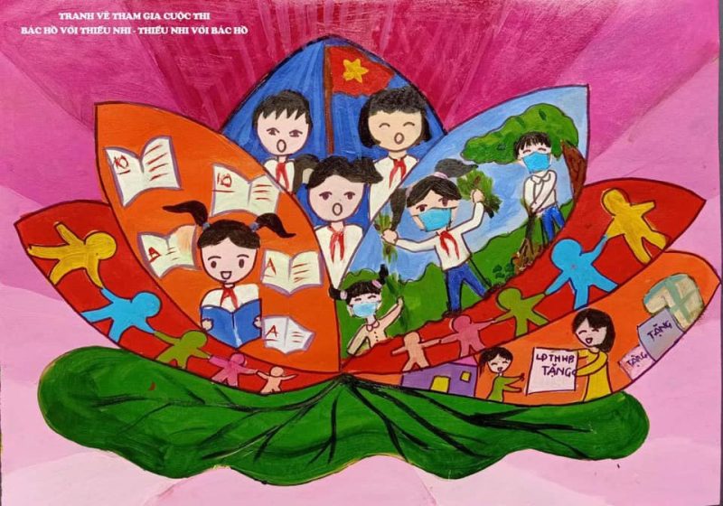 vẽ tranh thiếu nhi làm nghìn việc tốt hoa sen việc tốt
