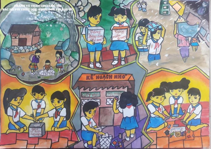 vẽ tranh thiếu nhi làm nghìn việc tốt tham gia kế hoạch nhỏ