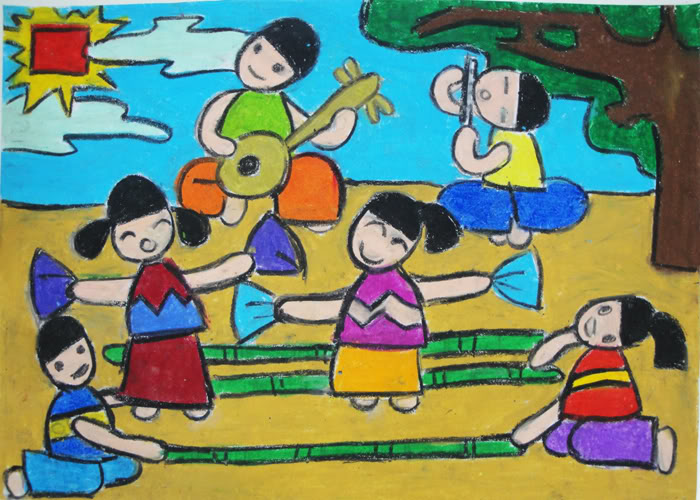 Vẽ tranh về chủ đề tự hào là công dân Việt Nam và liên hoan nhảy sạp đường phố