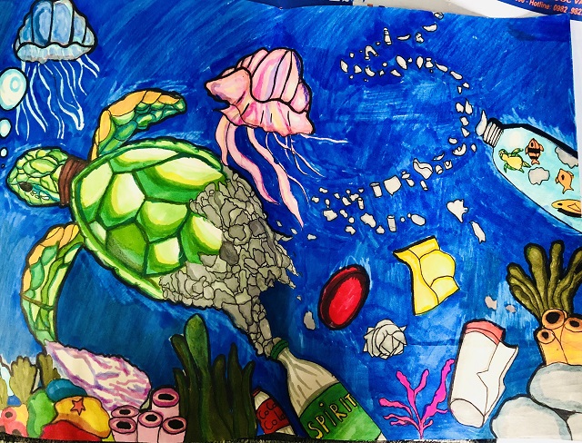 tranh vẽ Vì môi trường tương lai tình trạng rác thải ở môi trường biển