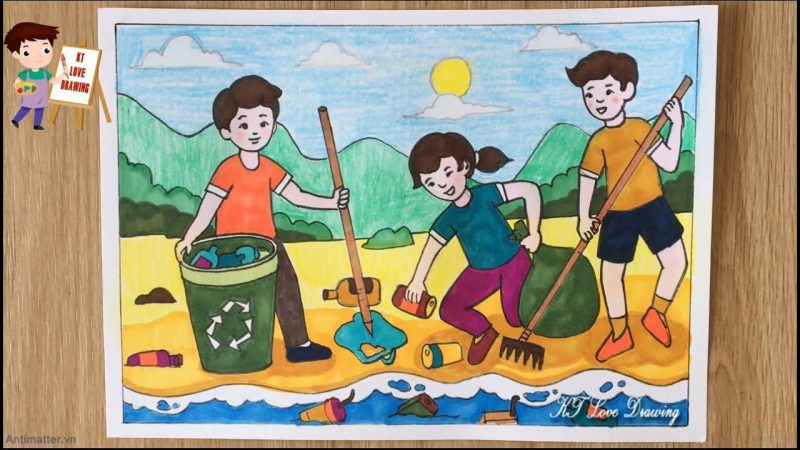 Vẽ tranh đề tài lao động bảo vệ môi trường