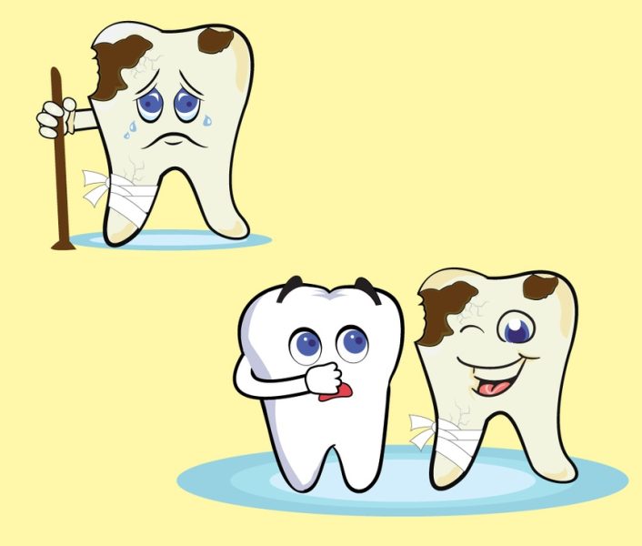 Tranh vẽ răng khỏe răng sâu