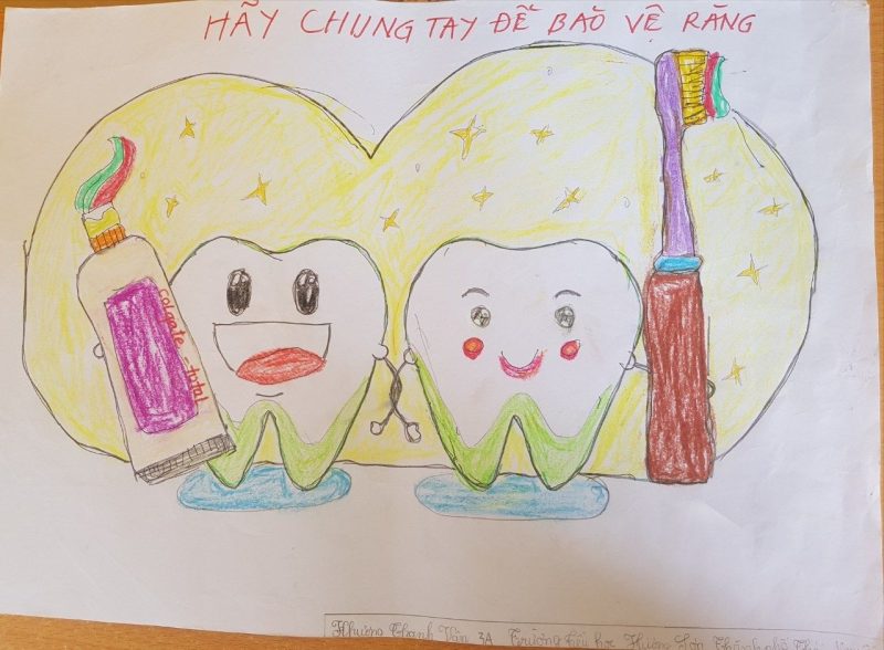 Vẽ tranh nha học đường bảo vệ những chiếc răng xinh
